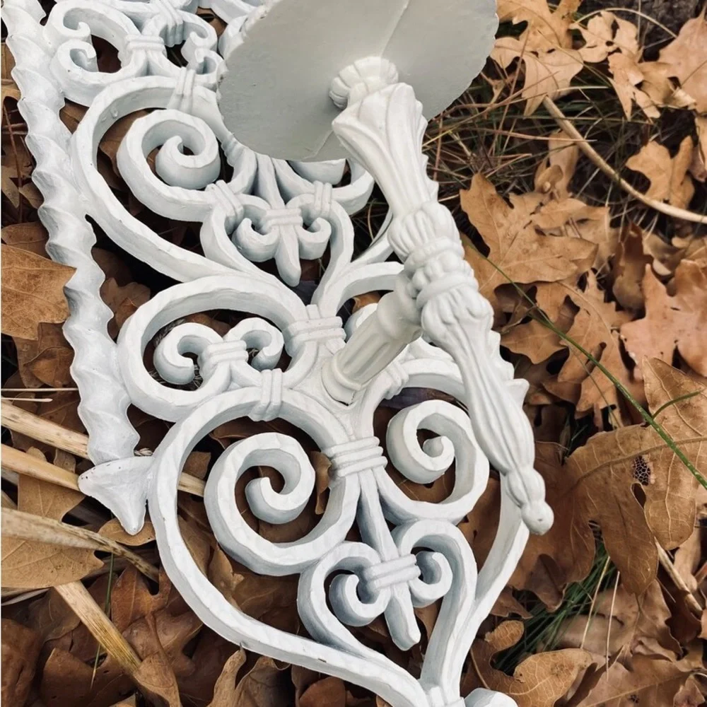 Vintage White Syrocco Mirror and Candle Set